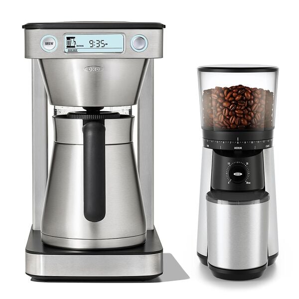 12-Cup Coffee Maker with Podless Single-Serve Function & Conical Burr Coffee Grinder Bundle T2