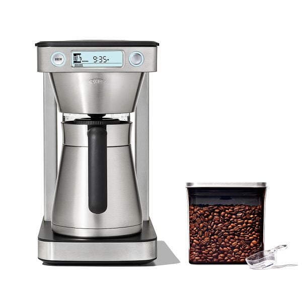 12-Cup Coffee Maker with Podless Single-Serve Function & Steel Coffee POP Container (1.7 Qt) with Scoop Bundle B4