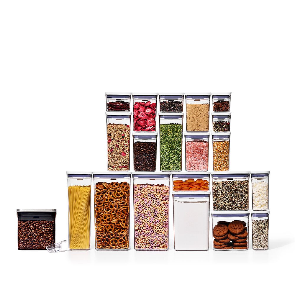 20-Piece POP Container Set & Steel Coffee POP Container (1.7 Qt) with Scoop Bundle U7