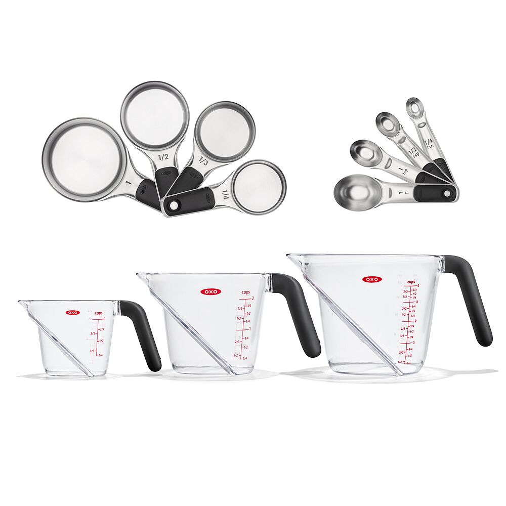 3 Piece Angled Measuring Cup Set & Stainless Steel Measuring Cups and Spoons Set Bundle E5