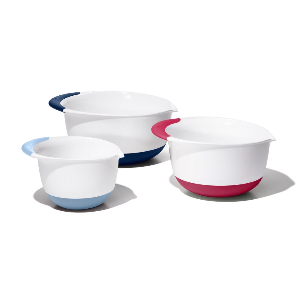 3 Piece Mixing Bowl Set New Colored Handles T2