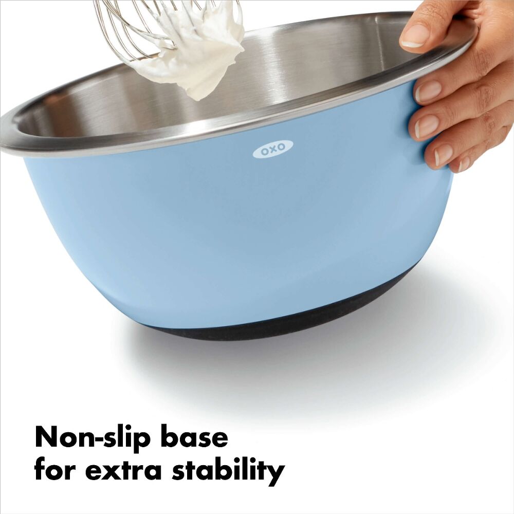 3-Piece Stainless Steel Mixing Bowl Set - Blue/Gray E5