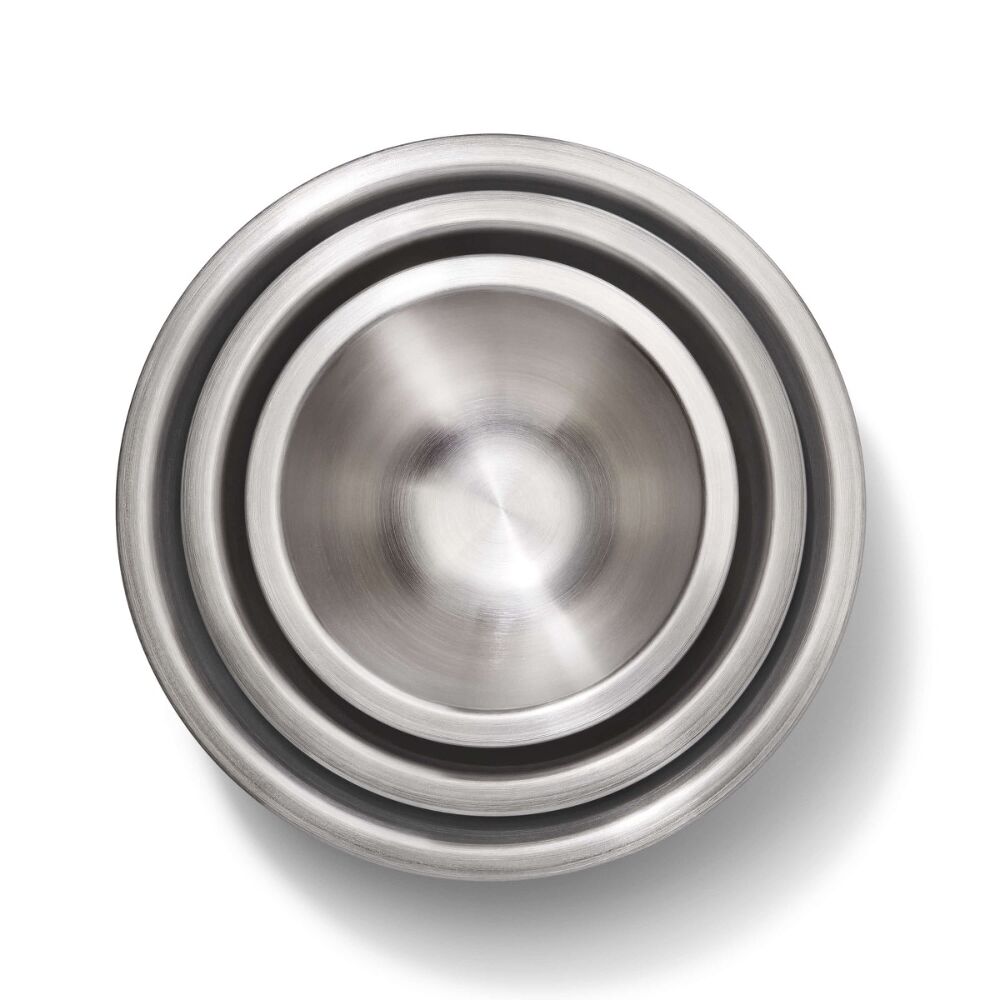 3-Piece Stainless Steel Mixing Bowl Set - Blue/Gray E5