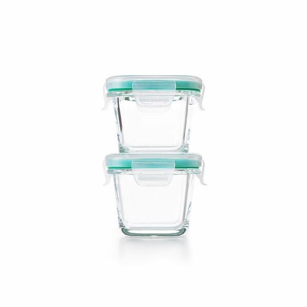 4 Piece Smart Seal Glass Mini Square Container Set Y2
