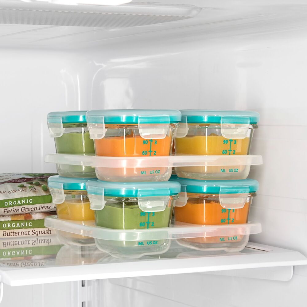 Baby Blocks Glass Food Storage Containers 4 Oz - Tot Teal H8