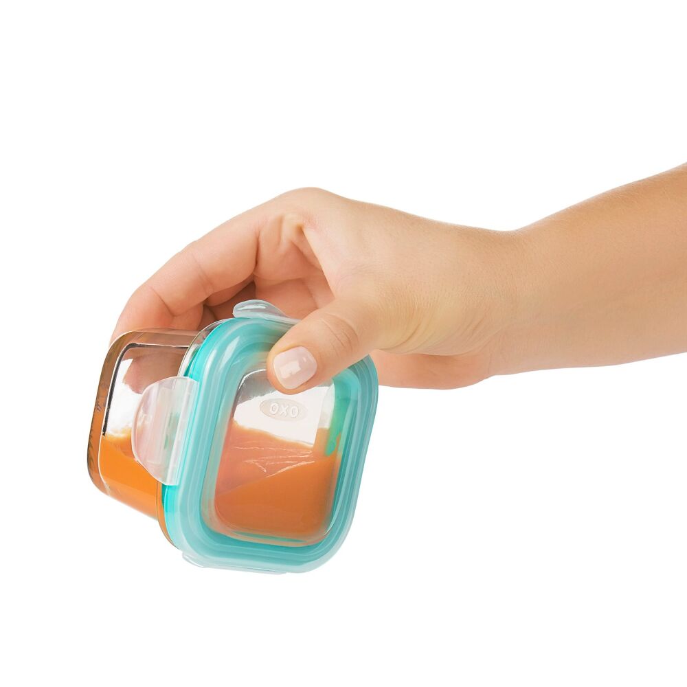 Baby Blocks Glass Food Storage Containers 4 Oz - Tot Teal H8