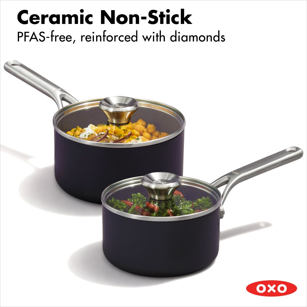 Ceramic Professional Non-Stick 4-Piece Saucepan Set (1.7 Qt & 2.3 Qt) C7