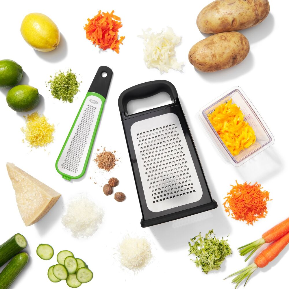 Etched Box Grater With Removable Zester J0