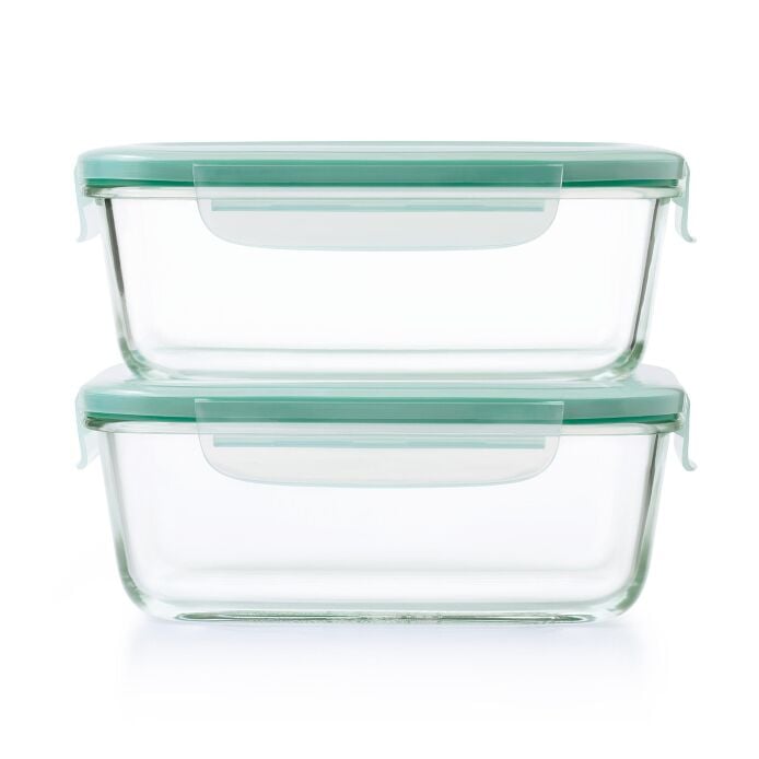 Smart Seal 8 Cup Glass Rectangle Container - Teal A6