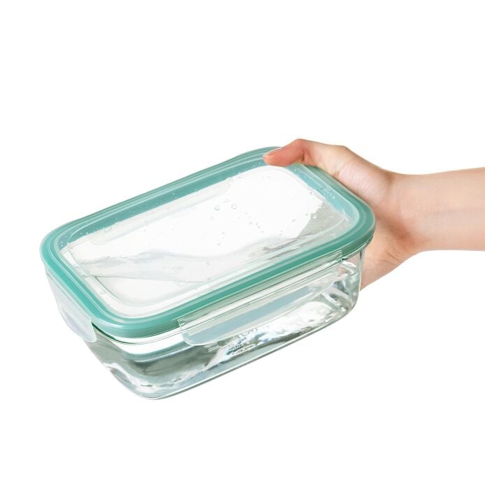 Smart Seal 8 Cup Glass Rectangle Container - Teal A6