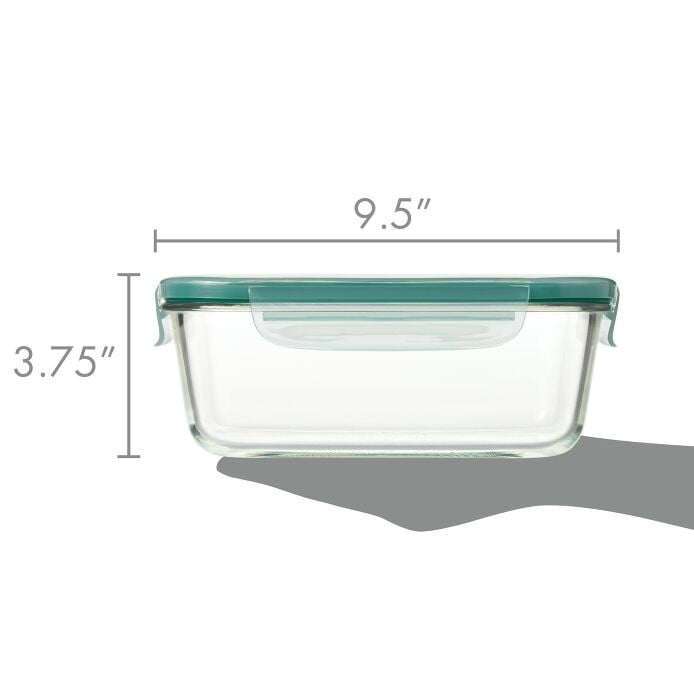 Smart Seal 8 Cup Glass Rectangle Container - Teal A6