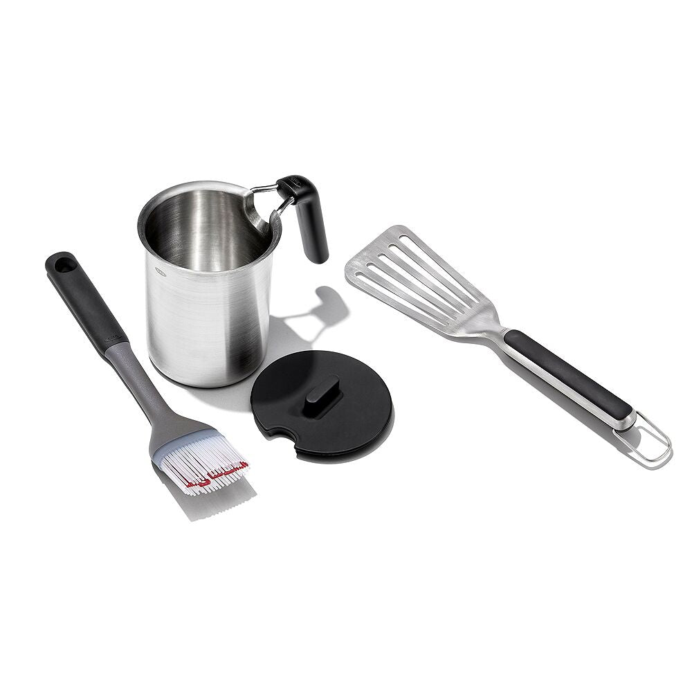 Grilling Basting Pot and Brush Set & Grilling Precision Turner Bundle W6