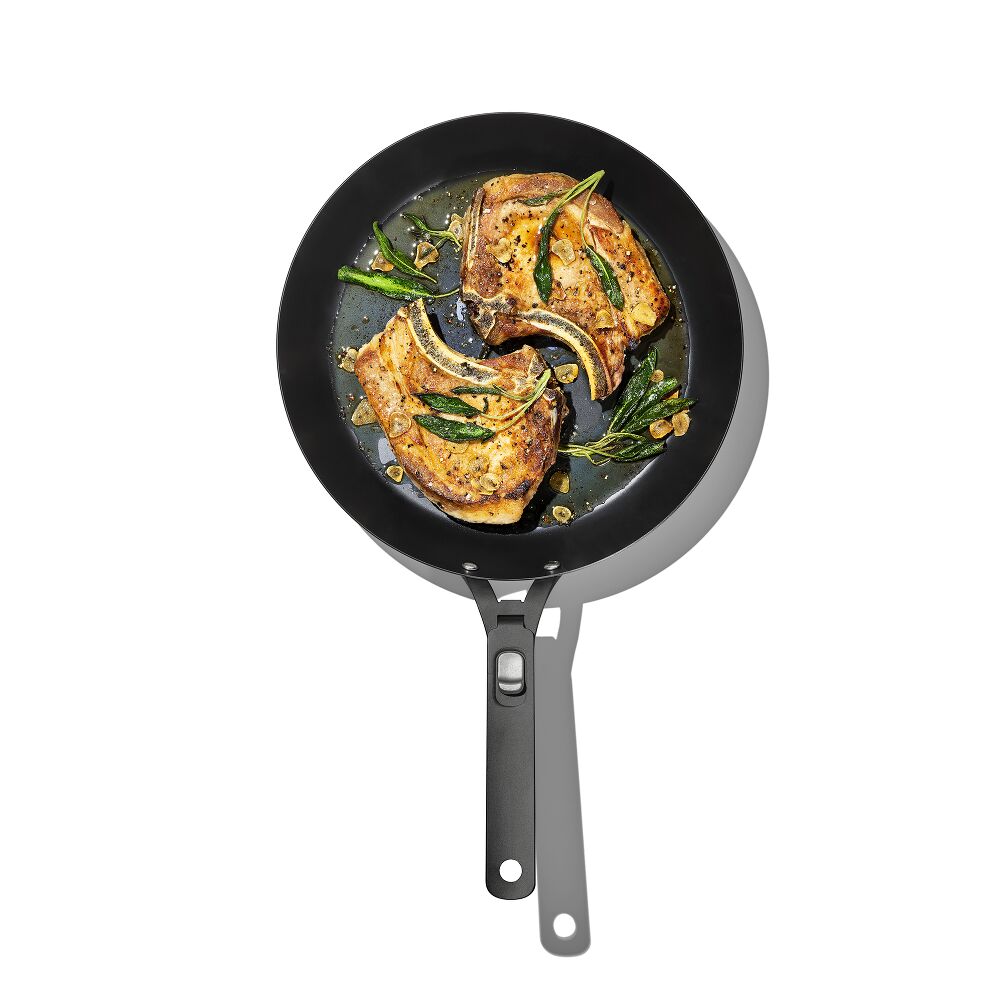Outdoor 12-inch Carbon Steel Pan with Removable Handle E7