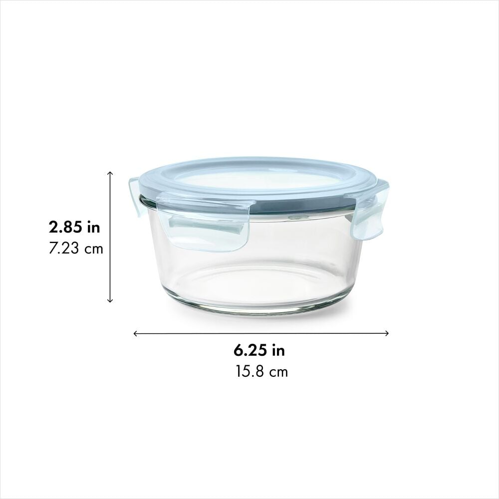 Smart Seal 2-Cup Glass Round Container - Arctic Blue A7