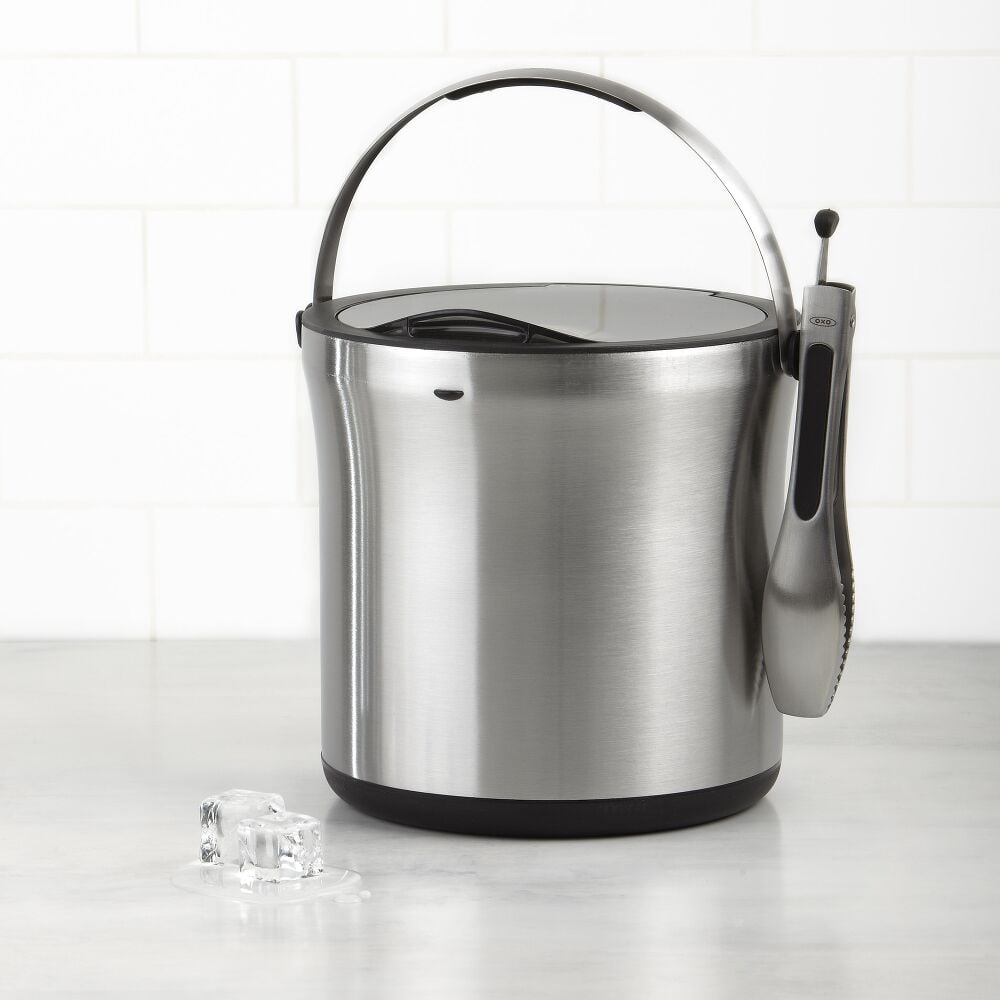 Steel Ice Bucket & Tong Set W4