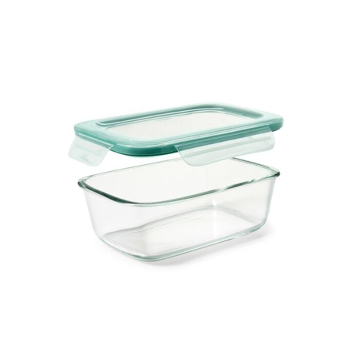 Smart Seal 8 Cup Glass Rectangle Container - Teal A6