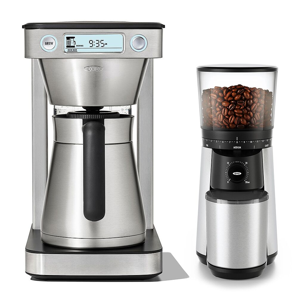 12-Cup Coffee Maker with Podless Single-Serve Function & Conical Burr Coffee Grinder Bundle T2