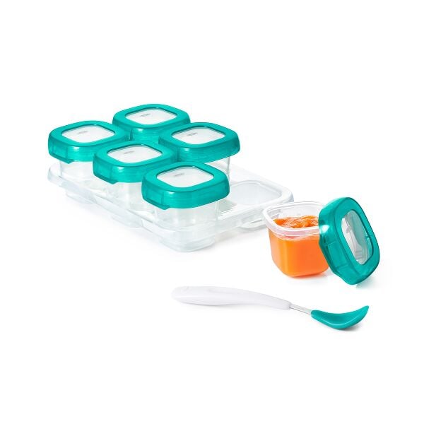 2 oz Baby Blocks™ Plastic Freezer Storage Containers - Tot Teal L0