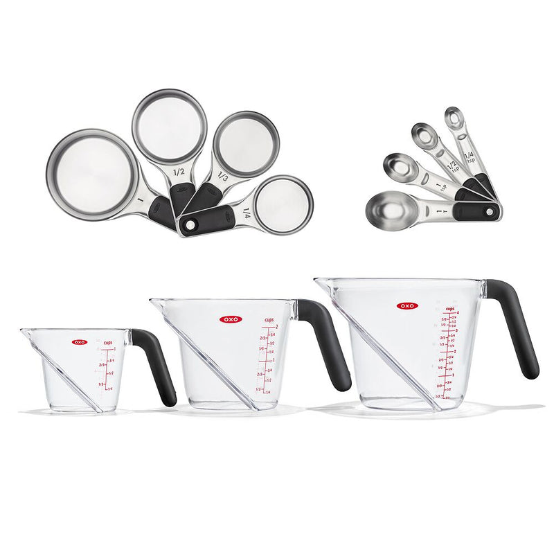 3 Piece Angled Measuring Cup Set & Stainless Steel Measuring Cups and Spoons Set Bundle E5