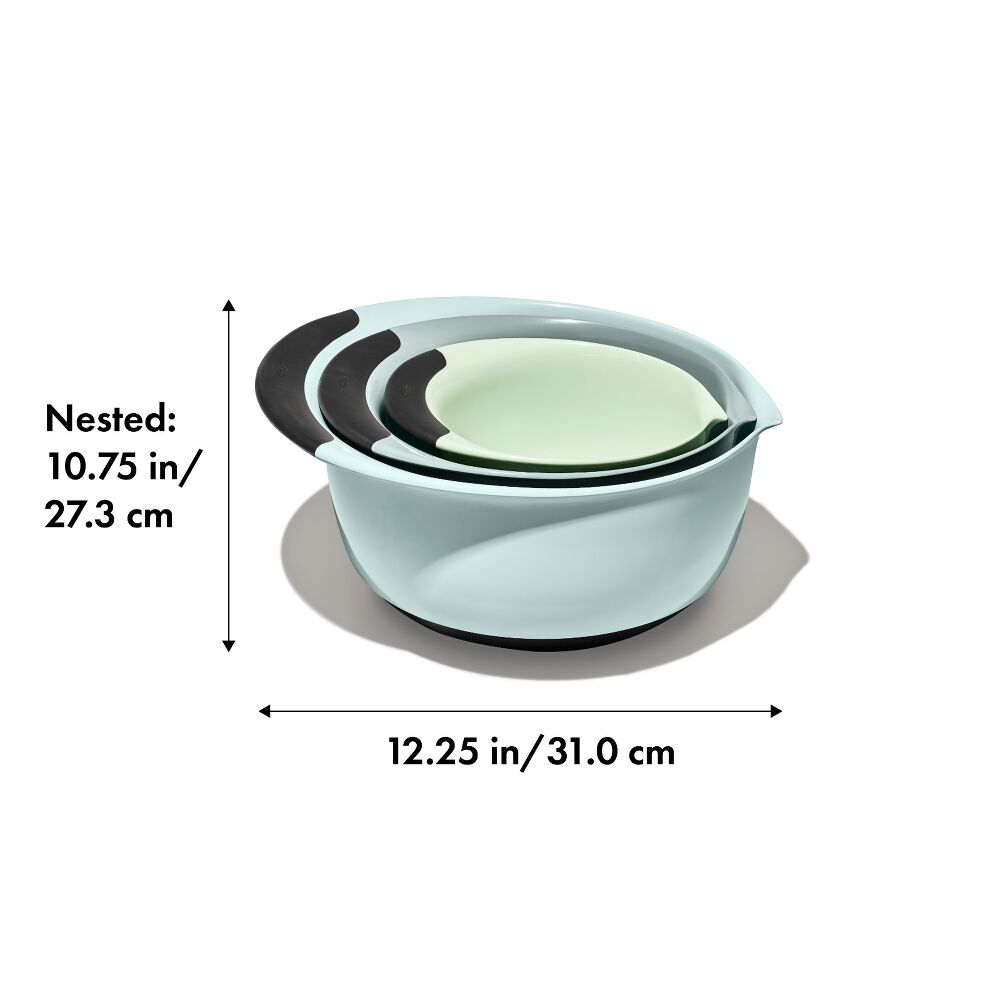 3 Piece Mixing Bowl Set - Cadet Blue, Tower Grey, Jade O9