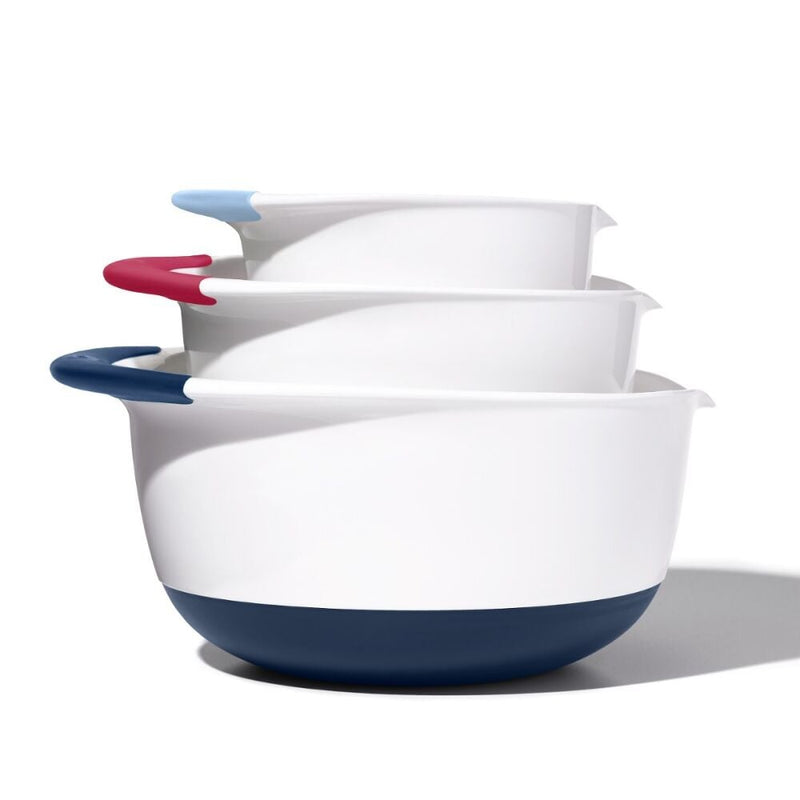 3 Piece Mixing Bowl Set New Colored Handles T2