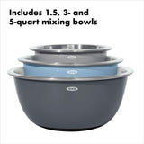 3-Piece Stainless Steel Mixing Bowl Set - Blue/Gray E5