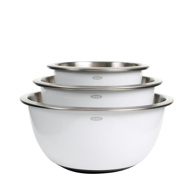 3-Piece Stainless Steel Mixing Bowl Set - White W1