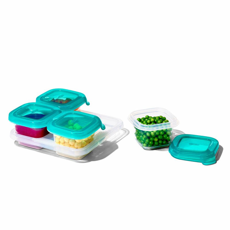 4 oz Baby Blocks™ Silicone Freezer Storage Containers - Tot Teal K9