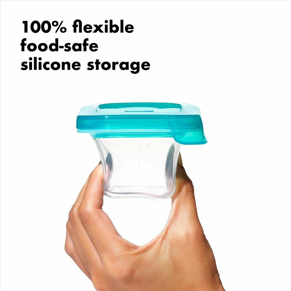 4 oz Baby Blocks™ Silicone Freezer Storage Containers - Tot Teal K9