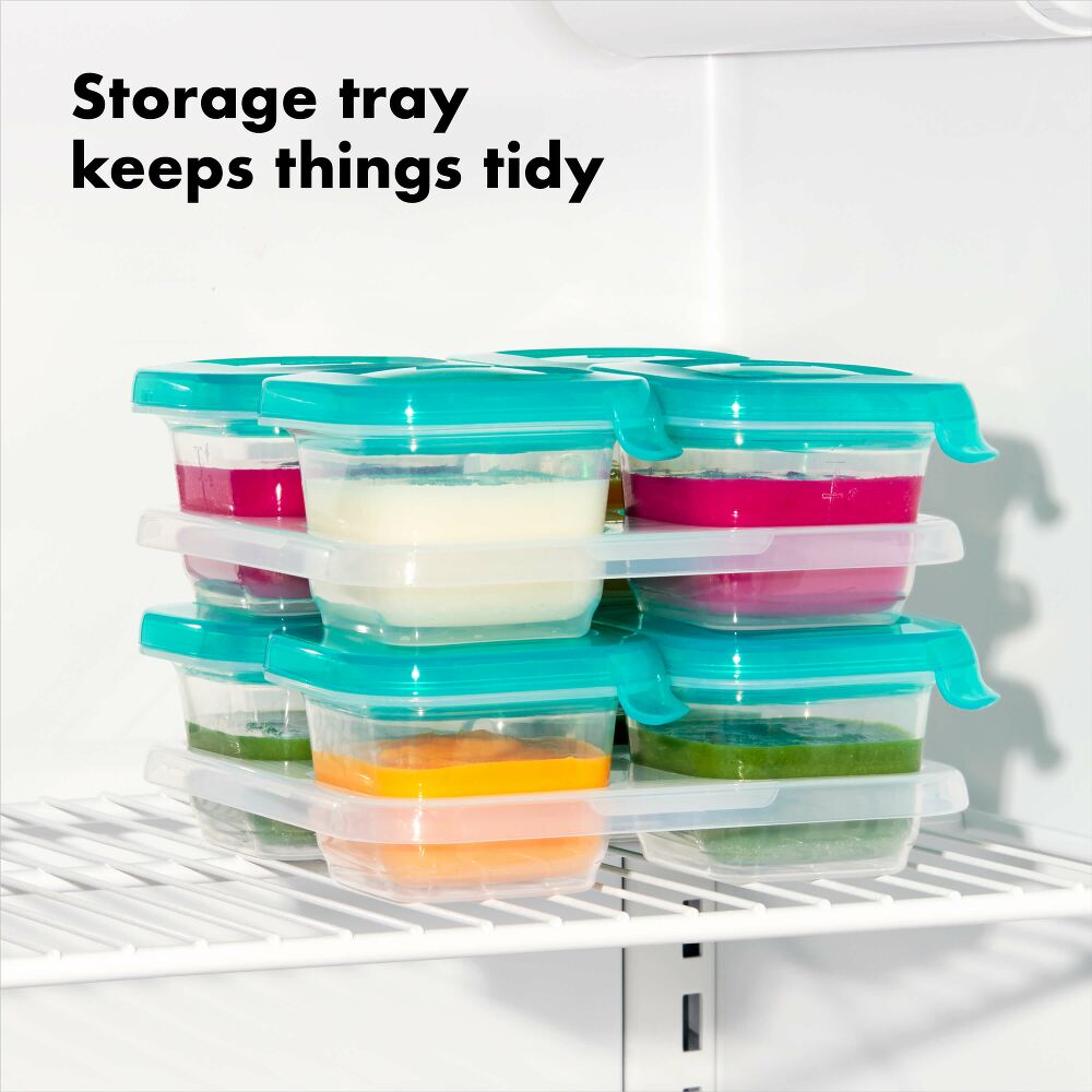 4 oz Baby Blocks™ Silicone Freezer Storage Containers - Tot Teal K9
