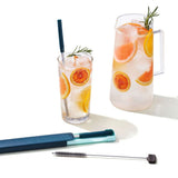 4-Piece Reusable Straw and Brush Set with Case M1