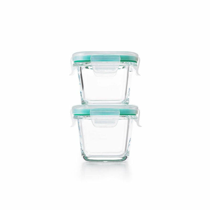 4 Piece Smart Seal Glass Mini Square Container Set Y2