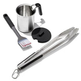 Grilling Basting Pot and Brush Set & Grilling Tongs with Built-In Bottle Opener Bundle F3