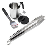 Grilling Basting Pot and Brush Set & Grilling Tongs with Built-In Bottle Opener Bundle F3