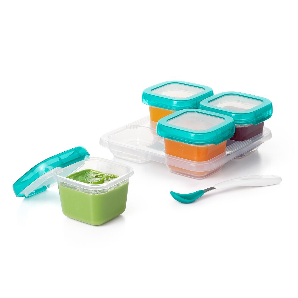 6 oz Baby Blocks™ Plastic Freezer Storage Containers - Tot Teal S6