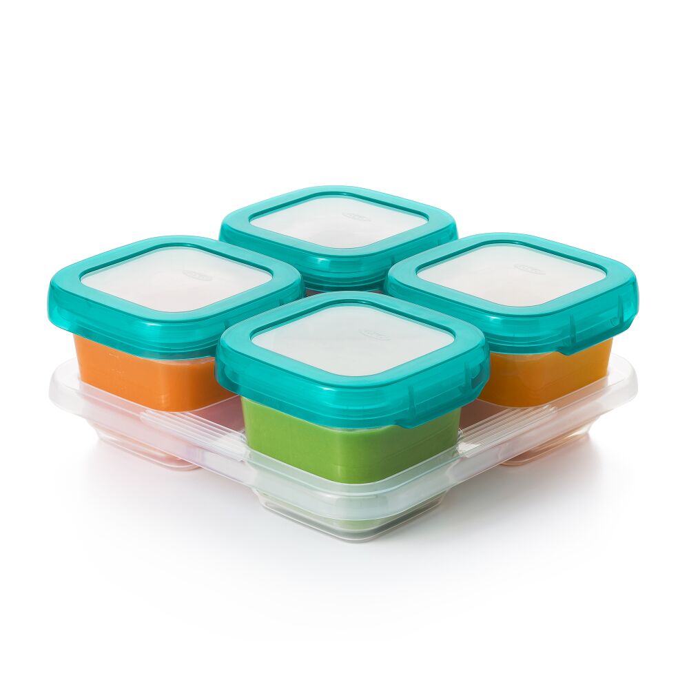 6 oz Baby Blocks™ Plastic Freezer Storage Containers - Tot Teal S6