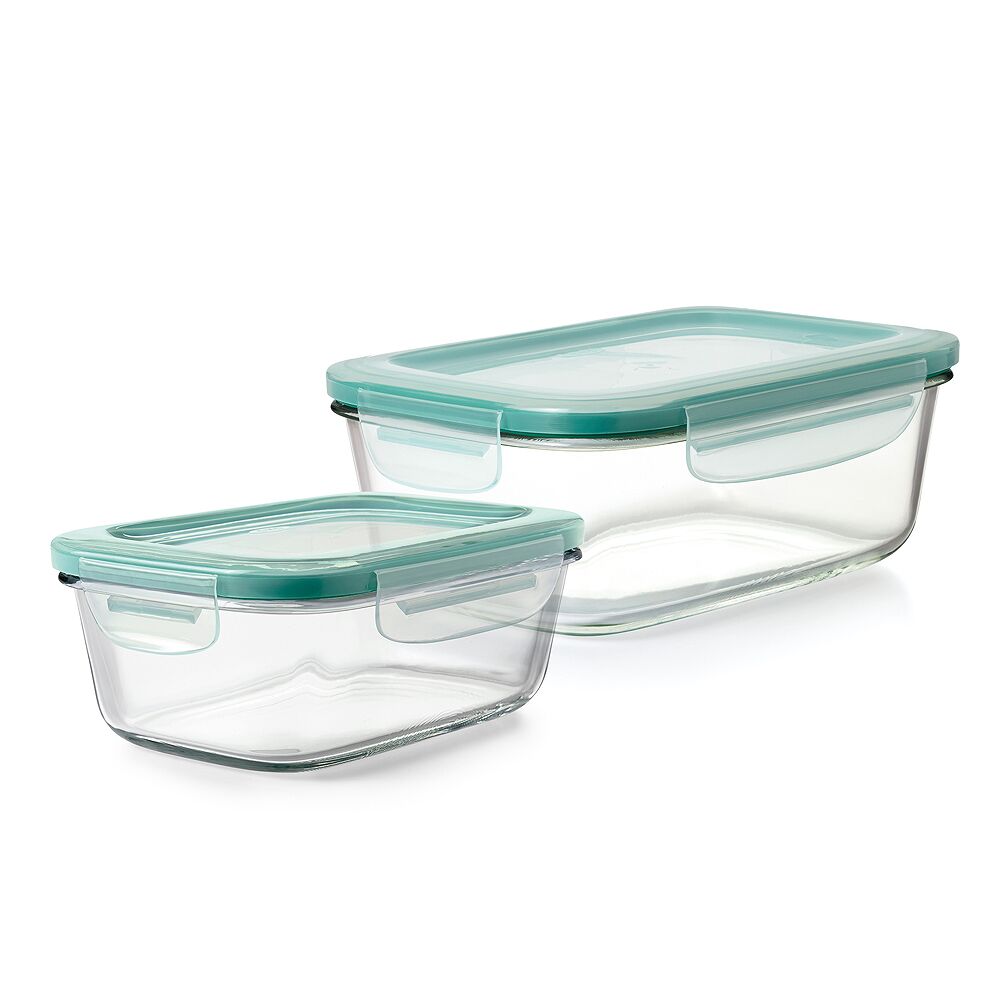 8 Cup Smart Seal Glass Rectangle Container & 3.5 Cup Smart Seal Glass Rectangle Container Bundle D3