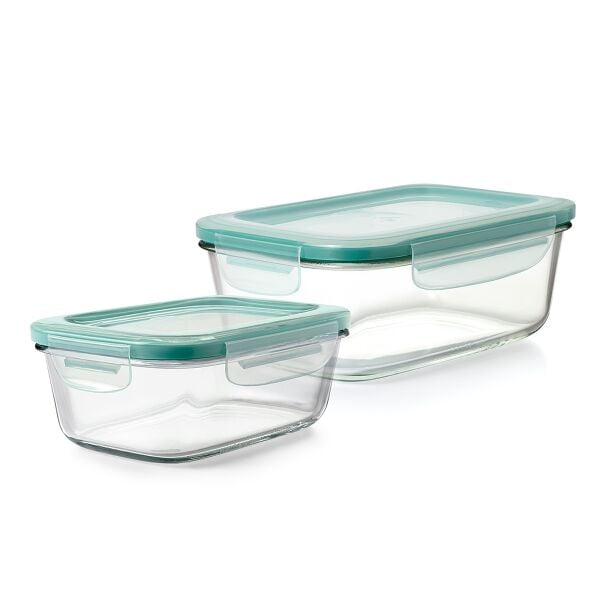 8 Cup Smart Seal Glass Rectangle Container & 3.5 Cup Smart Seal Glass Rectangle Container Bundle D3