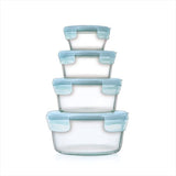 8-Piece Smart Seal Glass Round Container Set - Arctic Blue D5