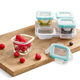Baby Blocks Glass Food Storage Containers 4 Oz - Tot Teal H8
