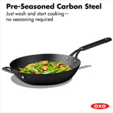Carbon Steel Obsidian Series 12-Inch Wok with Silicone Sleeve C3