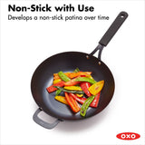 Carbon Steel Obsidian Series 12-Inch Wok with Silicone Sleeve C3