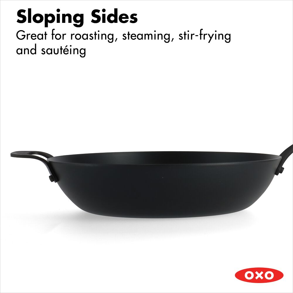 Carbon Steel Obsidian Series 12-Inch Wok with Silicone Sleeve C3