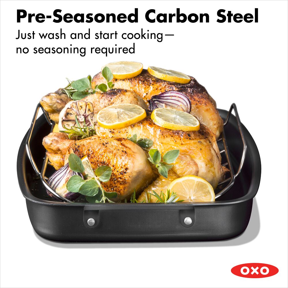 Carbon Steel Obsidian Series Roaster with Rack F0