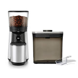 Conical Burr Coffee Grinder & Steel Coffee POP Container (1.7 Qt) with Scoop Bundle I5