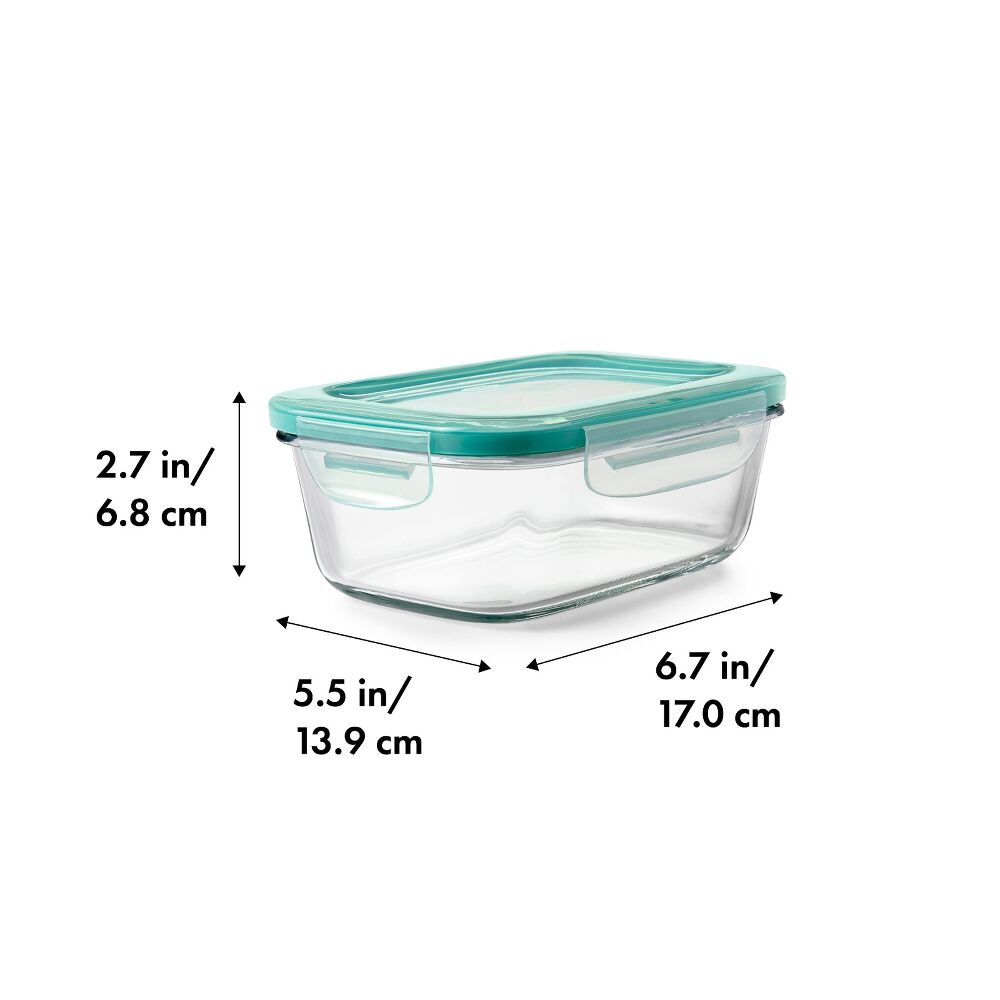 Smart Seal 3.5 Cup Glass Rectangle Container - Teal