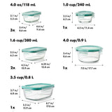 16 Piece Glass Smart Seal Everyday Container Set T9