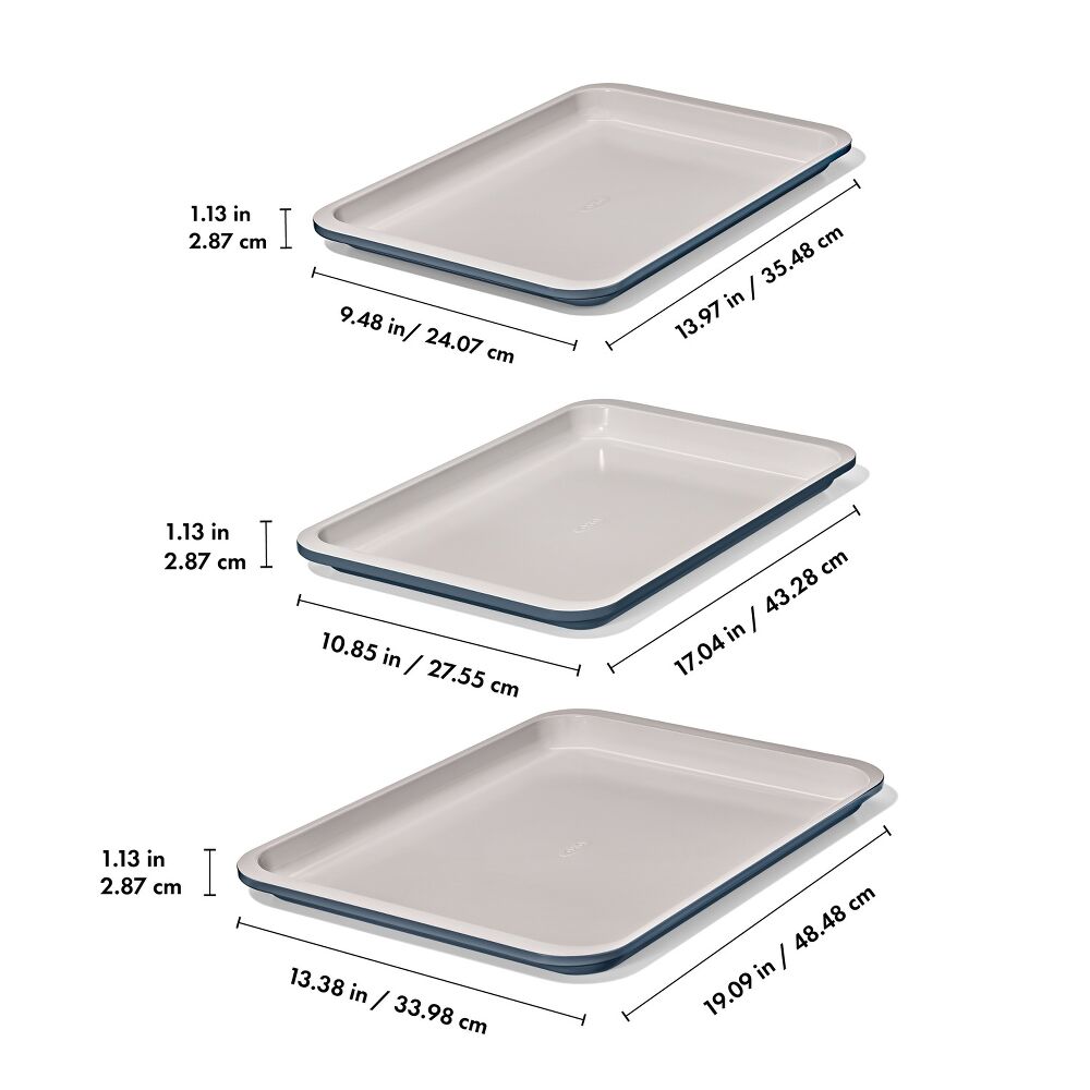 Non-Stick Pro Ceramic Coated Metal Bakeware 3 Pc Set