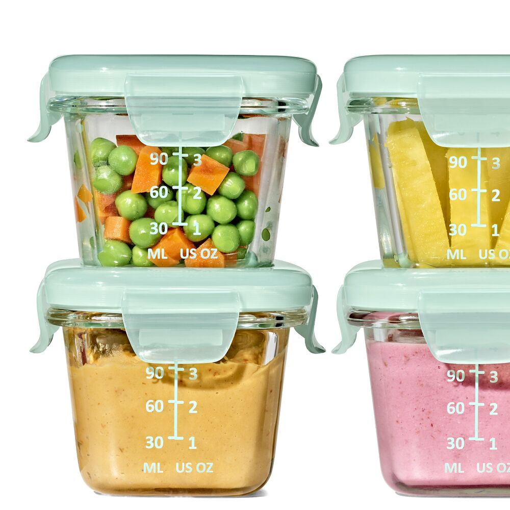 Glass Baby Blocks Food Storage Containers (4 oz) - Opal B0