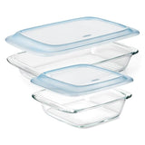 Glass Baking Dish with Lid (2.0 Qt) and Glass Baking Dish with Lid (3.0 Qt) Bundle W1